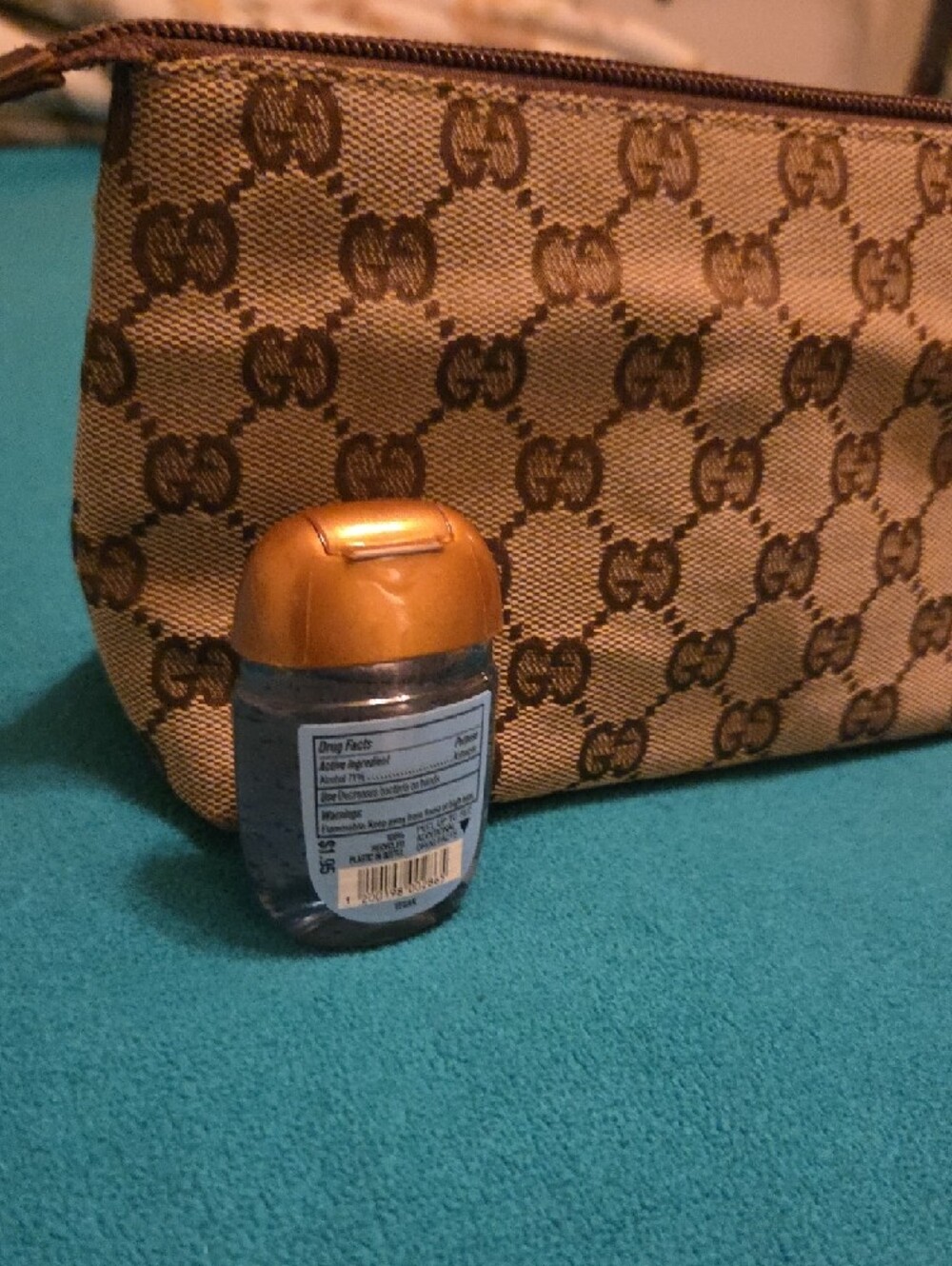 Gucci Brown Monogram Zip Pouch with Dark Brown Trim - Picture 11 of 14
